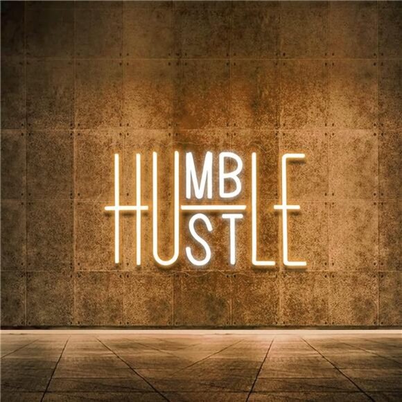 Hustle LED Neon Sign for Wall Decor, Humble LED Neon Lights Party Decorations